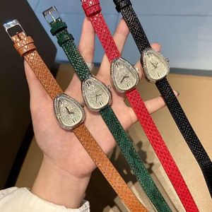 Snake Shape Wrist Watch European American Quartz Pu Two Turns Women Leisure Fashion Luxurious Gules Personlig Watch Zircon226p
