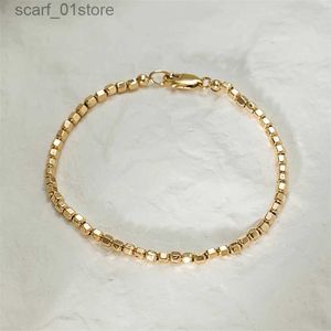 Tornozeleiras 14K Gold Filled Bead Pulseira Artesanal Resistente a Manchas Jóias Boho Pulseiras Tornozeleiras para Mulheres Presente de Dama de Honra Pulseira de OuroL231219