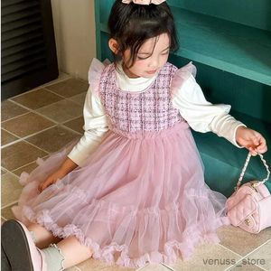 Girl's Dresses Girls Princess Dress Autumn Korean Children's Clothing Set Kids Fashion Fluffy Mesh Dress 2 Piece Suit Birthday Party Clothes