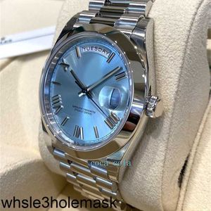 Version Rolaxs Rätt titta på män President Dagdatum 228206 40mm Ice Blue Baguette Diamond Dial Mechanical Automatic Mens Watches Wristwatch