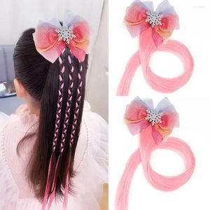 Hårtillbehör barn huvudbonke koreansk mode peruk flätor med bowknot för flickor barn gradient barrettes rep