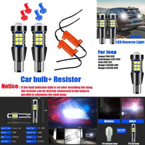 Новые декоративные светильники 2pcs Car T15 921 Canbus no Ошибка светодиодные лампочки с обратными лампами W16W Резервная лампа для Jeep Compass Grand Cherokee Patriot Wrangler JK JL