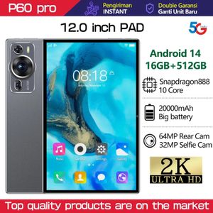 Brand PC Touch tablet Android P60 Pro Global Tablette 12,0 polegadas HD 16G+512 GB Snapdragon 888 5G Card dual SIM ou wifi google play te