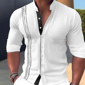 Erkekler Sıradan Gömlekler Erkek Elbise Gömlek Uzun Kollu Kas Bluz Düğmesi Aşağı Resmi Üstler Tees