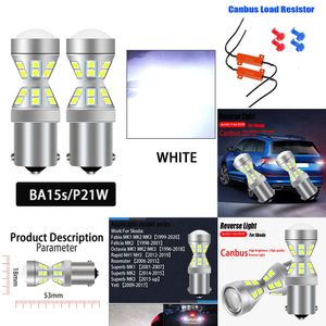 Nya dekorativa lampor 2st CanBus LED omvänd glödlampa lampor P21W BA15 för Skoda Superb Octavia Mk1 Mk2 Mk3 Fabia 1 2 3 Felicia Rapid Roomster Yeti