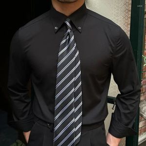 Freizeithemden für Herren, Herbst, Herren, Business, schlicht, einfarbig, Langarm, Slim-Fit, Oxford, Büro, Smoking, Streifen, sozial