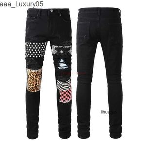 Модная дизайнерская брендовая одежда amari amirl amirlies am Elastic amis imiri amiiri AM es Jeans Denim Leopard Pants es 8595 High Street Print Patch Fashion Torn Je ZZCK