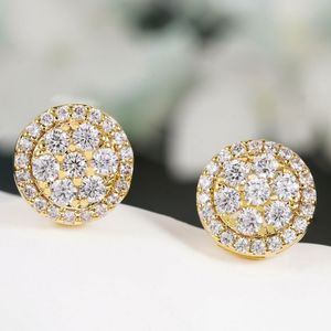 18K vergoldete geometrische Micro Pave CZ Diamant Ohrringe für Damen Herren Mode Hip Hop Ohrstecker Bling Schmuck