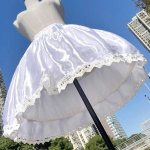 Saias Mulheres Branco A-Line 2-Hoops Crinoline Petticoat Underskirt Lolita Tutu Cosplay Saia de Cetim