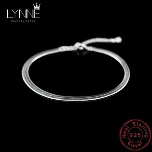 Anklets New Arrival Anklet 925 Sterling Ladies Silver Anklets Bracelet Flat Snake Chain For Women Foot Jewelry Barefoot Sandals AnkletsL231219