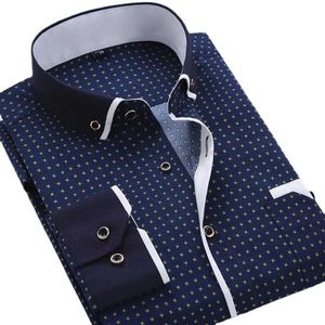 Men's Casual Shirts Quality Big Size 5XL Men Dress Shirt New Arrival Long Sleeve Slim Fit Button Down Collar Printed Business Social Men's ShirtsL231218