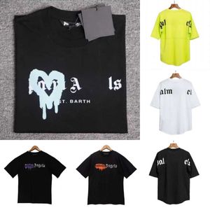 2023 Verão Mens Palm Camiseta Graffiti T-shirt Palms Angels City Designer Limited Inkjet Graffiti Carta Impressão Homens Mulheres Anjos Camiseta Ângulos Tees UT