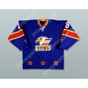 Aangepaste JOEY SIDES 19 COLORADO EAGLES BLAUWE HOCKEY JERSEY NIEUWE Top gestikt S-M-L-XL-XXL-3XL-4XL-5XL-6XL