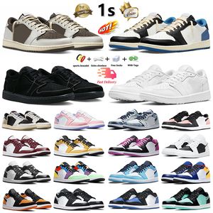 Low Basketball Shoes 1s Lows Sneakers reverso mocha preta oliveira fantasma de dedão real criada dedo shadow unc Wolf cinza blue blue homem homem esportivo externo sapatos esportivos