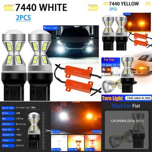 New Decorative Lights 2PCS 7440 7440A 7441 WY21W Anti Hyper Flash Canbus Auto LED Turn Signal Lights Amber Blinker Bulbs For Fiat 124 Spider 2016 2017
