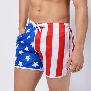 swimwear SD318 flag printing men swimwear sunga beach board surfing shorts briefs men swimsuit black blue stripe star swim trunk shorts