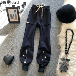 Kobiety S Pants S Modna Moda Black Black Joggers 2023 Bottoms Zipper Pocket Casual Streetwear Spodni Pantalon Femme Y2K Ubrania 231219