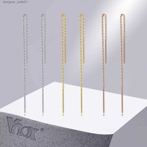 Dangle Chandelier Vnox Delicate Jan Coreano Long Tassel Linear Chain Brincos para Mulheres Linha de Orelha de Aço Inoxidável Threader Dangle EarringL231219