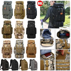 Outdoor Bags 80L 600D Oxford Cloth Sports Backpack Travel Climbing Bag Tactical Military Training Hiking Trekking Bags 231218