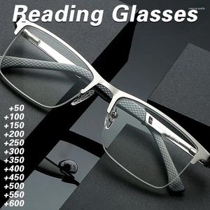 Okulary przeciwsłoneczne Mdod Męskie okulary czytania 0,5 do 4,0 Business Lens Metal Ramka optyczna przeciw niebiesko -światła Presbyopia z klasą