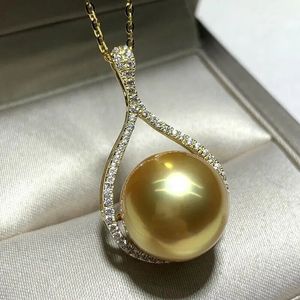 Hänghalsband AAAAA 12-1m South Sea Gold Pearl 18K Gold-Plated Pendant Necklace 18 231218