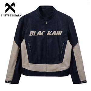 Herrenjacken 11 BYBB'S DARK Strukturierte Linie Patchwork Lederjacke 2024 Lässiger Mantel Herbst Winter Hip Hop Männer Frauen Oberbekleidung