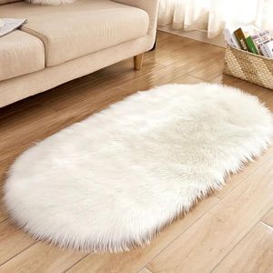 Carpets Super Soft Faux Fur Fake Sheepskin White Sofa Couch Stool Casper Vanity Chair Cover Rug/Solid Shaggy Area Rugs for Living Bedroom