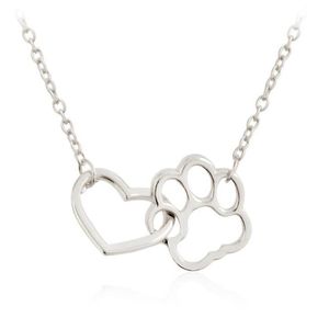 Hollow Out Cute Heart Dog Cat Paw Pendant Necklace Animal Print Friendship Jewelry Mother Child Love Necklaces261T