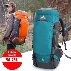 屋外バッグ65Lキャンプバックパックアウトドアバッグ雨のカバー付きナイロンバッグハイキングトレッキング荷物の男性女性登山旅行バッグ231218