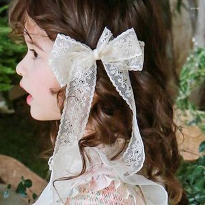 Hair Accessories Girls' Hairpin 2023 Summer Korean Children Western Style Lace Bow