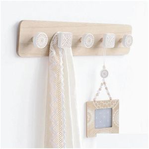 Hängande rack väggmonterade kappställ ingångar hängande trä med 5 krokskenor för halsduksäck handduk lätt att använda droppleverans hem trädgård otcl3