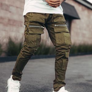 Mensbyxor Soring Autumn Cargo Pants Casual Jogger Pants Drawstring Multi Pockets Bottoms Ankel Bitade byxor Male Casual Joggers Lossa Sweatpants Asiatisk storlek M-3XL