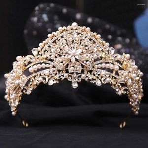 Hair Clips Korean Luxury White Crystal Crown Accessories Tiara Women Wedding Rhinestone Bridal Silver Color Jewelry