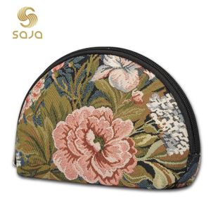 Cosmetic Bags Cases SAJA Women Makeup Bag Tapestry Cosmetic Bag Travel Peony Floral Storage Organizer Pouch Wallet Beauty Make Up Case Bag for Ladie 231219