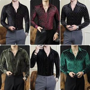 Mäns casual skjortor anländer mode män smal fit skjorta långärmad icke-järn koreansk stil varumärke kläder manlig tryck elegant klänning slitage