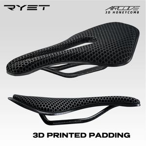 Selle Selle per bici RYET Sella per bicicletta stampata in 3D Fibra di carbonio Ultraleggera Cava Confortevole e traspirante MTB Mountain Road bike Ciclismo S