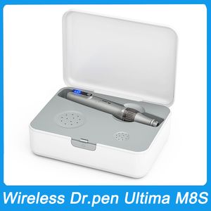 Dr Pen Ultima M8s trådlös mikronedling dermapen med 2 st 18pins cartidges kit derma pen rulle auto mikro nålar stämpel mesoterapi hudvård mts enhet