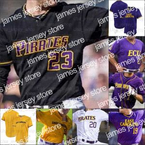 Abbigliamento da baseball universitario Abbigliamento da baseball universitario Maglie da baseball ECU East Carolina Pirates 4 Lane Hoover 14 Jake Agnos 18 Packard 19 Alec Burl