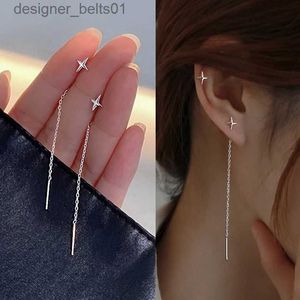 Dangle Chandelier JWER Trend Long Wire Tassel Thread Chain Climb Star Heart Beads Pendants Drop Earrings Women's Straight Hanging Earings JewelryL231219