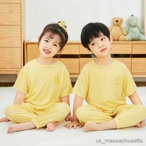 Pijama Kids Pijama Setleri Yaz 2023 Çocuklar İçin Çocuk Pijamaları Modal Pijamas Çocuklar için Nefes Alabilir Bebek Giyim Seti Yürümeye Başlayan Kızıl