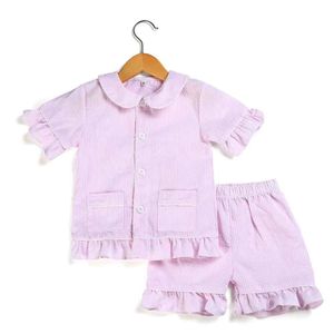 Pigiama 2020 Primavera Estate Bambini Pigiama Set 100% Cotone Seersucker Pjs Bambino Degli Indumenti Da Notte Delle Ragazze Dei Ragazzi Degli Indumenti Da Notte