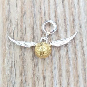 Andy Jewel Autêntico 925 Pingentes de Prata Esterlina Herry Poter Sterling Golden Snitch Slider Charme Serve para Urso Europeu Jóias Style238p