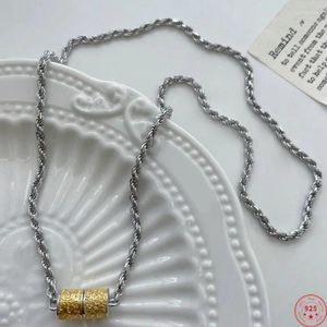 Łańcuchy s925 srebrne pierścionki dla kobiet mody kontrast kolory magnetyczne klamry zwrotne tajne biżuteria na łańcuch lin