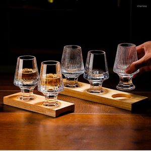 Wine Glasses Exquisite 70ml Classic Striped Crystal S Glass Whisky Vodka Brandy Shochu Smelling Cup Wooden Pallet Gift.