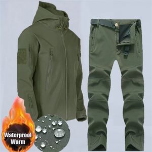 Other Sporting Goods Army SoftShell Tactical Waterproof Jackets Men Hood Coat Military Combat Tracksuit Fishing Hiking Camping Climbing Pant Trousers 231218