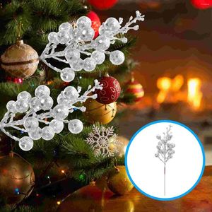 装飾的な花10 PCSクリスマス模倣ベリー屋外の木偽ベリーステム人工花輪のきらめき泡の枝の枝