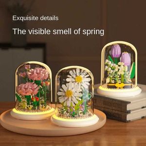 Model Building Kits Building block flower eternal rose small particle building block assembly toy gift desktop decorationL231216