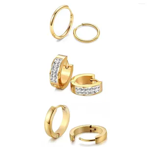 Confezione Di Orecchini A Cerchio Da 3 Paia Placcati In Oro 14K/Argento/Acciaio Nero Piccoli Huggie Incernierati Per Orecchie Sicure E Sensibili Da Uomo