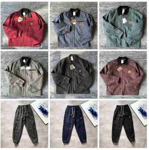 Designer mens jaquetas vintage lavado lona jaqueta carhart pulôver casaco lapela pescoço roupas de lã carharttlys outwear casacos acolchoados hip hop calças compridas ct6