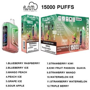 FLUOM BOX 15000 PUFFSデジタルボックスTN15000使い捨てEタバコ蒸気ペン23ml事前に充填された12 favor